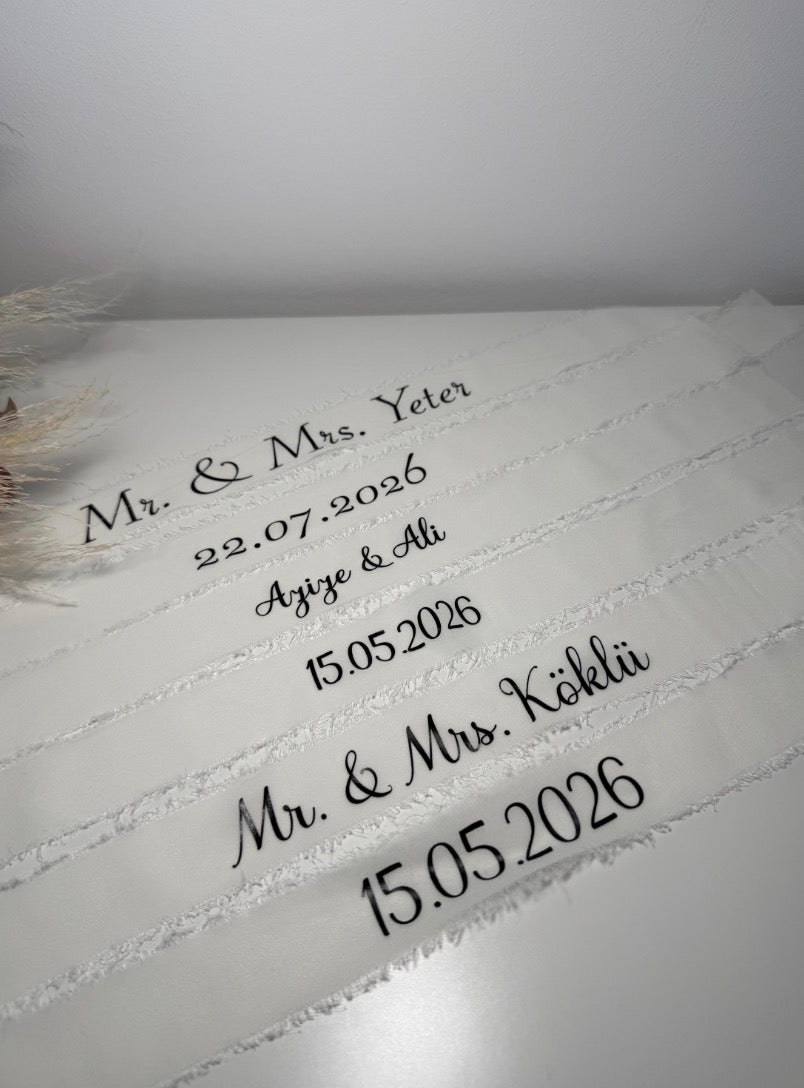 Personalisiertes Brautstraußband aus Chiffon